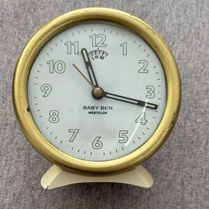 Westclox Baby Ben Vintage Alarm Clock in Gold and Cream